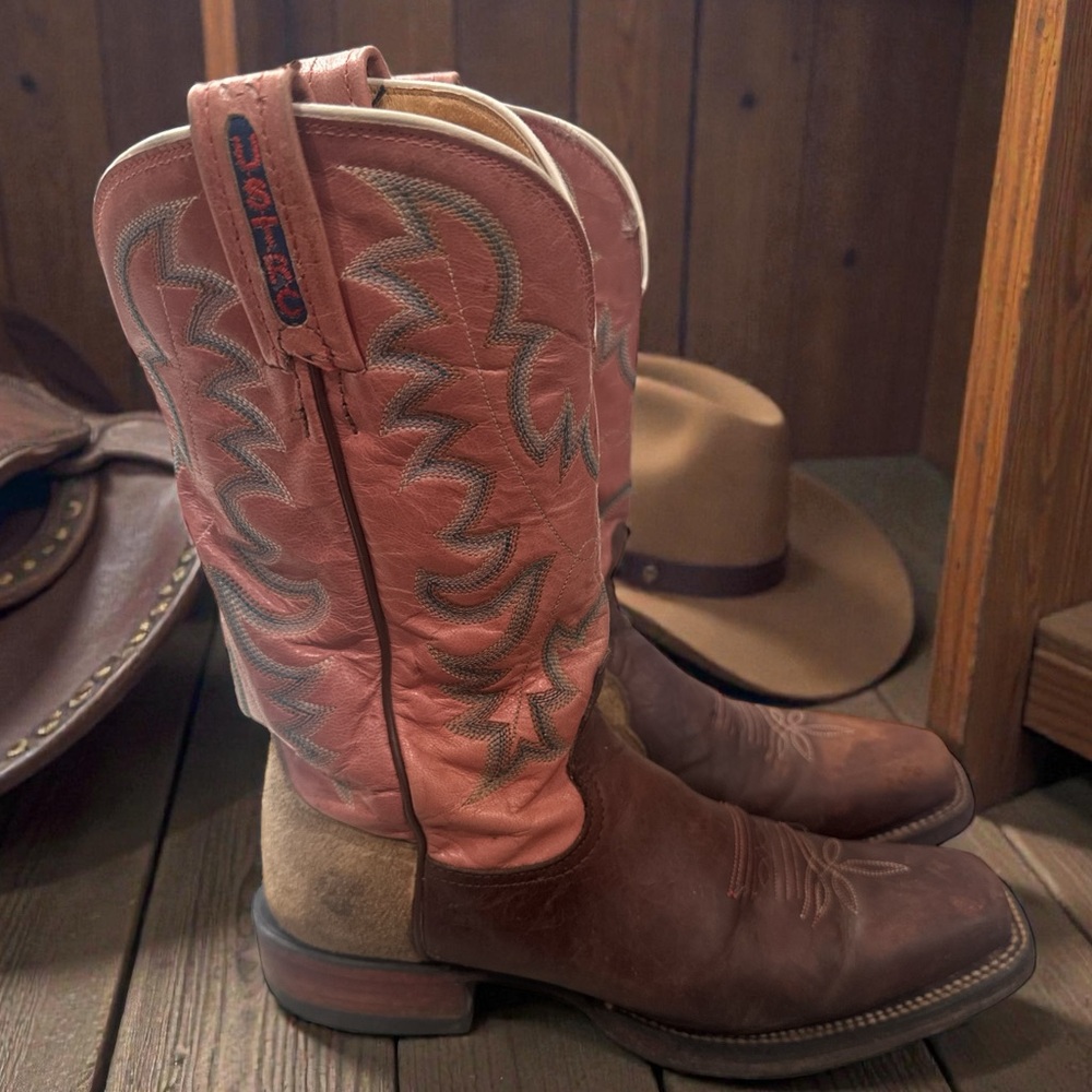 Tony Lama USTRC Brown & Pink Western Boots - Picture 4 of 12